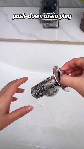 Bathroom Sink Hair Catcher – Pop-Up Drain Filter Stopper (2-Pack, Stainless Steel)