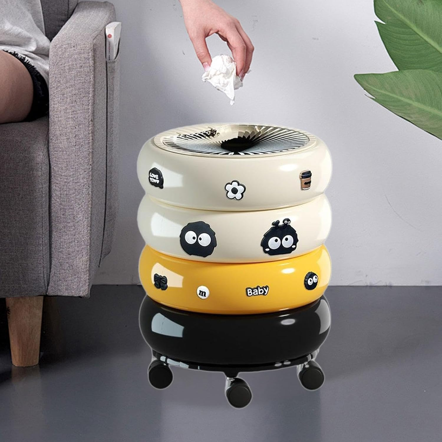 Trash Can Wheeled Dustbin with Lid Waste Bin