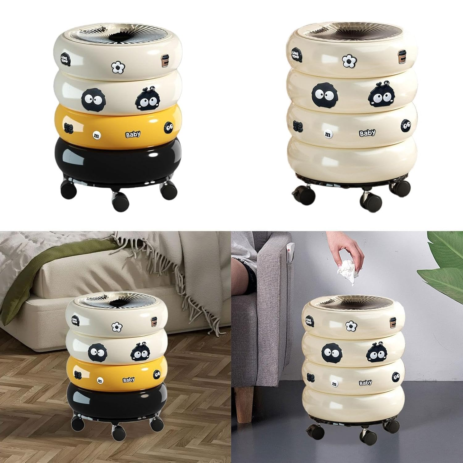 Trash Can Wheeled Dustbin with Lid Waste Bin