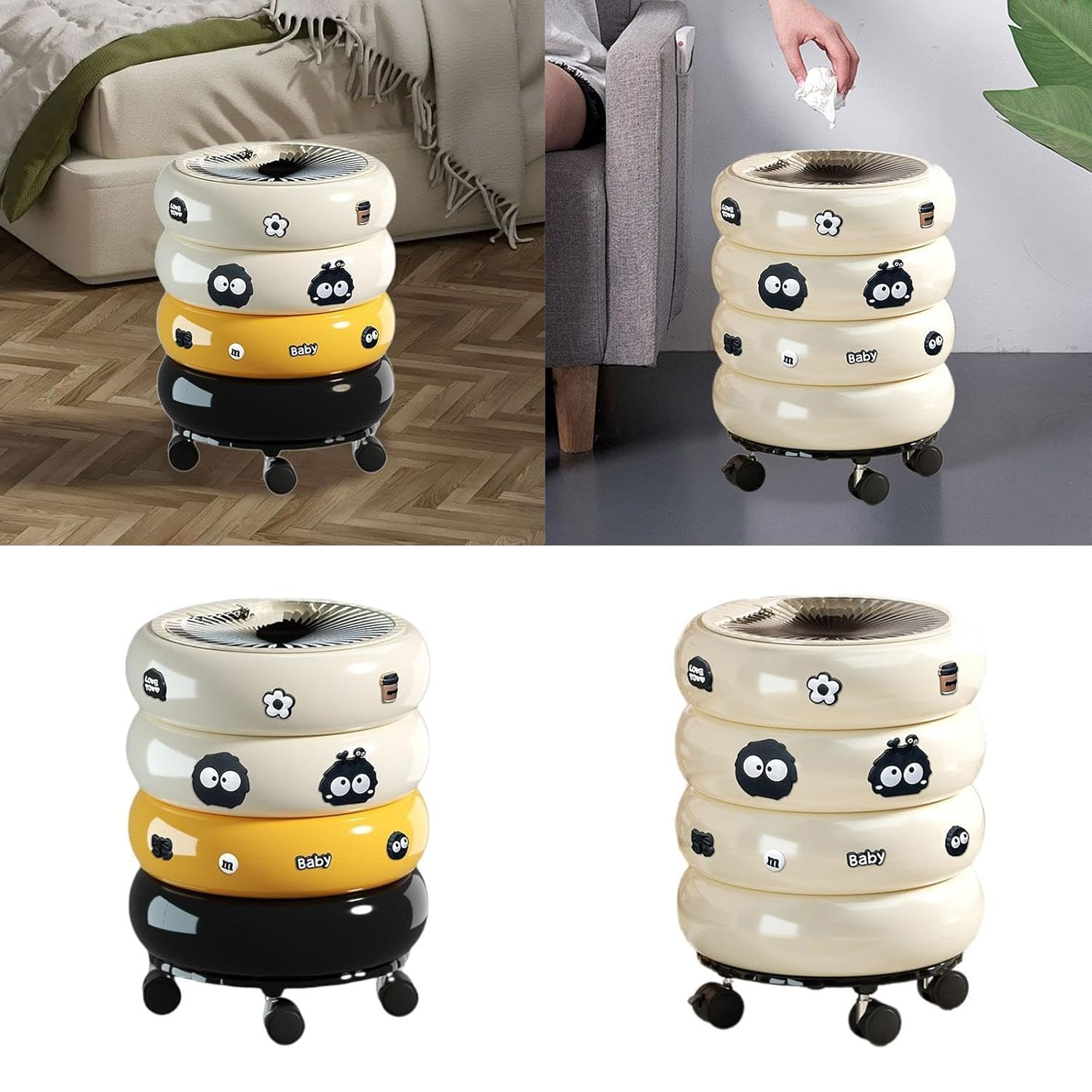 Trash Can Wheeled Dustbin with Lid Waste Bin