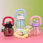 Cute Big Water Bottle | Panda & Heart Shaped Cap with Straw & Direct Drinking Mouth