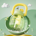 Cute Big Water Bottle | Panda & Heart Shaped Cap with Straw & Direct Drinking Mouth
