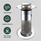 Bathroom Sink Hair Catcher – Pop-Up Drain Filter Stopper (2-Pack, Stainless Steel)