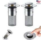 Bathroom Sink Hair Catcher – Pop-Up Drain Filter Stopper (2-Pack, Stainless Steel)